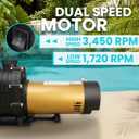 XtremepowerUS In-Ground Swimming Pool Pump Spa 1.75HP Dual Speed High Flow 5,280 GPH 1.5" NPT w/ Slip-On Fitting Included, Filter Basket, 230V