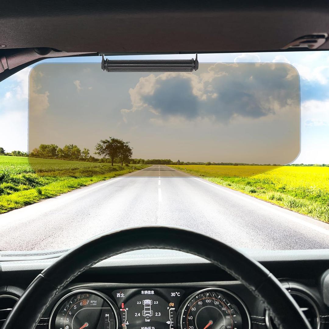 Polarized Anti-Glare Car Sun Visor Extender Sun Blocker Compatible with 2018-2025 Jeep Wrangler JL 4XE Gladiator JT Cars Sunvisor Extension Accessories, 120° Adjustable PC Lens, Brown, Left