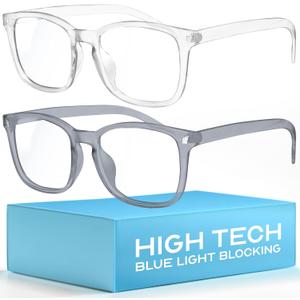 Livho High Tech Blue Light Glasses - Advanced 99% Blue Light Blocking Computer Glasses - Anti-Eyestrain & UV Glare Protection (*B2 Clear + Clear Grey)
