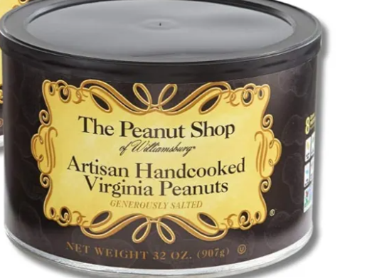 The Peanut Shop of Williamsburg Artisan Generously Salted Virginia Peanuts - Gift 32 oz. Tins By Lyza's Sweets & Treats, BB Date: 11/03/2024