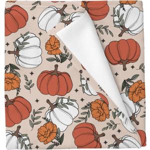 Boho Fall Pumpkin Floral Baby Blankets for Boys Girls Retro Autumn Pumpkin Flowers Thanksgiving Infant Toddler Newborn Receiving Blankets for Crib Stroller 30x40in