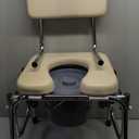 Medline Drop Arm Commode with Padded Seat and Backrest, Durable Toilet Chair for Adults and Seniors, Removable Pail, Splash Guard, Drop Down Arms for Easy Transfer, 350 lb. Weight Capacity, Tan