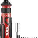 SKIL Rechargeable 4V Cordless Screwdriver with Circuit Sensor Technology, Includes 9pcs Bit, 1pc Bit Holder, USB Charging Cable - SD561201, Red