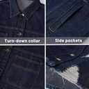 roswear Women's Denim Jacket Oversized Long Sleeve Shacket Shirts Distressed Jean Jackets Fall Outfits (Medium, Navy Blue)