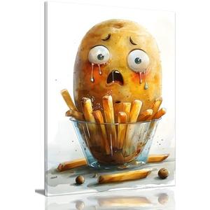 OIQArtOIQ Funny Kitchen Wall Art, Weird Kitchen Wall Decor, Vegetable Paintings Cool Postsers, Food Art, Eclectic Decor Dining Room, Chef Canvas Wall Art Print Artwork, Pickle Pictures