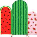 Tingjoo Set of 3 Watermelon Arch Backdrop Cover, 4ft, 5ft, 6ft Summer Watermelon Theme Birthday Party Decoration, Spandex Fitted Arch Stand Covers for Wedding Banquets Party