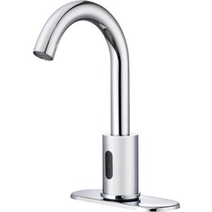 Touchless Bathroom Faucets for 1 or 3 Hole, Tall Body Automatic Bathroom Sink Faucets with Deck Plate,Silver Motion Sensor Commercial Faucets for Bathroom&Kitchen,360 Swivel Spout,Chrome