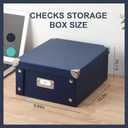 DLUGOPIS 2 Pcs Inch Checks Storage Box with Lid Document Boxes Document Bin Banker Boxes Foldable Receipt Box Storage Navy Blue Cardboard Record Boxes For Business Pesonal Books Files 12"x10"x5"