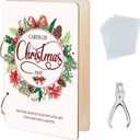 SUPERDANT Christmas Past Greeting Card Organizer Winter Leaf Gift Card Holder Cards Keeper Storage Keepsake Book Binder Post Cards Photo Album Holder with Punch and 20pcs Inner Pockets Christmas Gifts