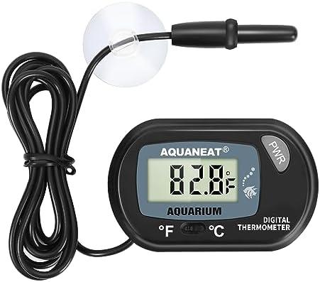 AQUANEAT Aquarium Thermometer, Fish Tank Thermometer, Digital Temperature Test, with Large LCD Display (1 Pack)