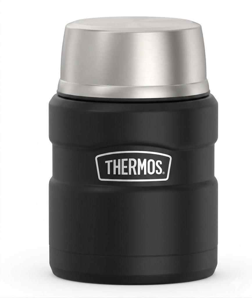 THERMOS ICON Vacuum-Insulated Food Jar with Spoon, 16 Ounce, Matte Black