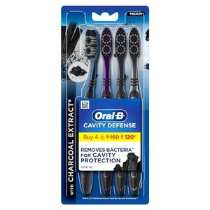 Oral B Cavity Defense 123 Black Toothbrush � Medium (Pack of 4)