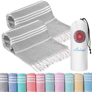 2 Pack Turkish Beach Towels Quick Dry Sand Free Soft Absorbent Extra Large Xl Big Blanket Adult Oversized Bath Pool Swim Towel Lightweight Thin Fast Drying Compact No Sand Packable Vacation Essentials