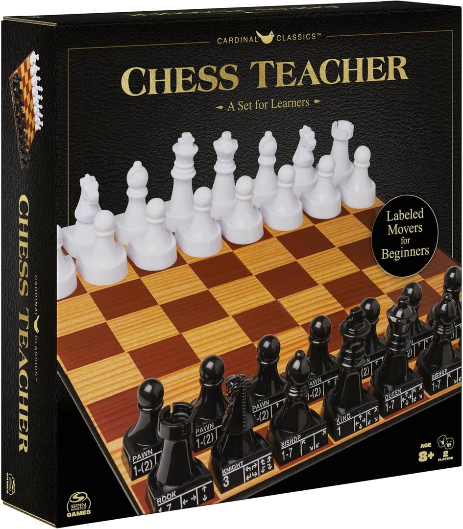 Spin Master Games, Cardinal Classics Chess Teacher, Learn to Play Strategy Board Games for Beginners, Chess Sets for Adults, 2 Players, for Ages 8 & Up (1)