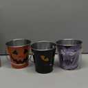 Tioncy 12 Pcs Halloween Pumpkin Bucket Bulk Metal Trick Treat Party Favors Pail with Handle Small Candy Pumpkin Bucket Jack O Lantern Basket for Trick or Treat Party Favor Supplies