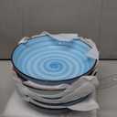 Selamica Porcelain 26 Ounce Salad Pasta Bowls, 8 inch Wide and Shallow Serving bowls, Microwave & Dishwasher Safe, Sturdy & Stackable, Set of 6, Gradient Blue