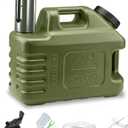 UPWOIGH 3.5 Gallon Portable Water Jug in Dark Green with Screw-Lock Leakproof Touch Pump, Nature-Inspired Carved Container with Spigot, Type-C Rechargeable Outdoor Water Tank for Camping Hiking