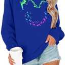 Magical Sweatshirt Women Crewneck Magic Kingdom Shirt Family Holiday Long Sleeve Pullover Tops (Medium, Blue)