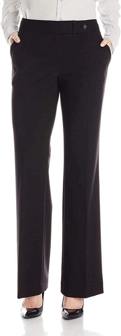 Calvin Klein Women's Straight-Leg Classic Business Casual Pants (6, Real Black)
