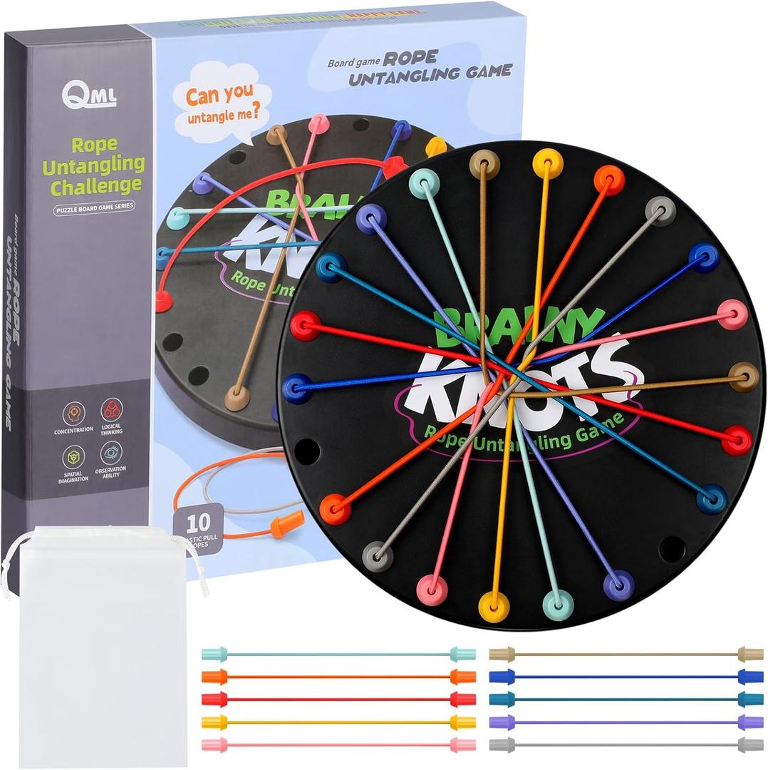 Brainy Knots Rope Untangling Game,Twisted Rope Puzzle Game, Strategy Board Game Rope Untangling Challenge Game, String Solution Central Lacing Toys for Adults Kids