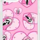 Seconddog Cute Skull Skeleton Clear Case Compatible with iPhone 16 Pro Max, Horror Unique Pink Halloween Ghost Pattern Design Case for Teens Men and Women