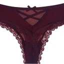 Womens Lace G-String Thongs Panties Underwear Low Rise T-Back Underpants (Red, XL)