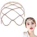 GORGECRAFT Rhinestone Beaded Caps Headpieces Vintage Crystal Head Chain Wedding Bridal Flapper Bling Headband 20s Layered Hair Jewelry Light Gold Boho Hair Accessories for Women Party Prom Costume