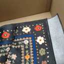 8x10 Area Rugs for Living Room Vacuum-Friendly Machine Washable Area Rug Flower Floral Printed Pattern Low Pile Non-Slip Carpet for Bedroom Hallway Entryway, Black