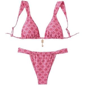 RoseSeek Women's 2 Piece Leopard Floral Bathing Suit Wireless Triangle Swimsuit High Waisted Bikini Sets, M