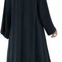 Women Long Abaya Dress with Belt Muslim Bell Sleeve Robe Islamic Maxi Prayer Jilbab (Blue, M)