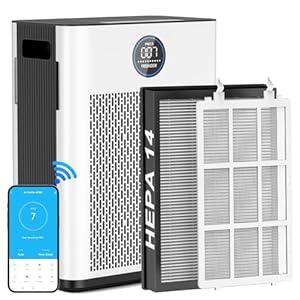 Air Purifier, FREHSDEW Smart WiFi Air Purifiers for Home with H14 HEPA and Activated Carbon Filter, Removes 99.99% of Dust, Odors, Smoke, and Pet Hair Covers up to 2300 Sq.Ft, Quiet and Energy Efficient