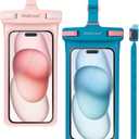 wellhouse Waterproof Phone Pouch, Waterproof Phone Case for iPhone 17 16 15 14 13 Pro Max XS Samsung, IPX8 3D Cellphone Dry Bag Beach Essentials (2 Pack - Blue & Pink7.0, 7 inch)