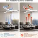 52 Inch 6 Speed High CFM Quiet DC Motor Modern Ceiling Fan with Lights Remote Control, 3 Blade White Gold Indoor Bedroom Living Room Ceiling Fan