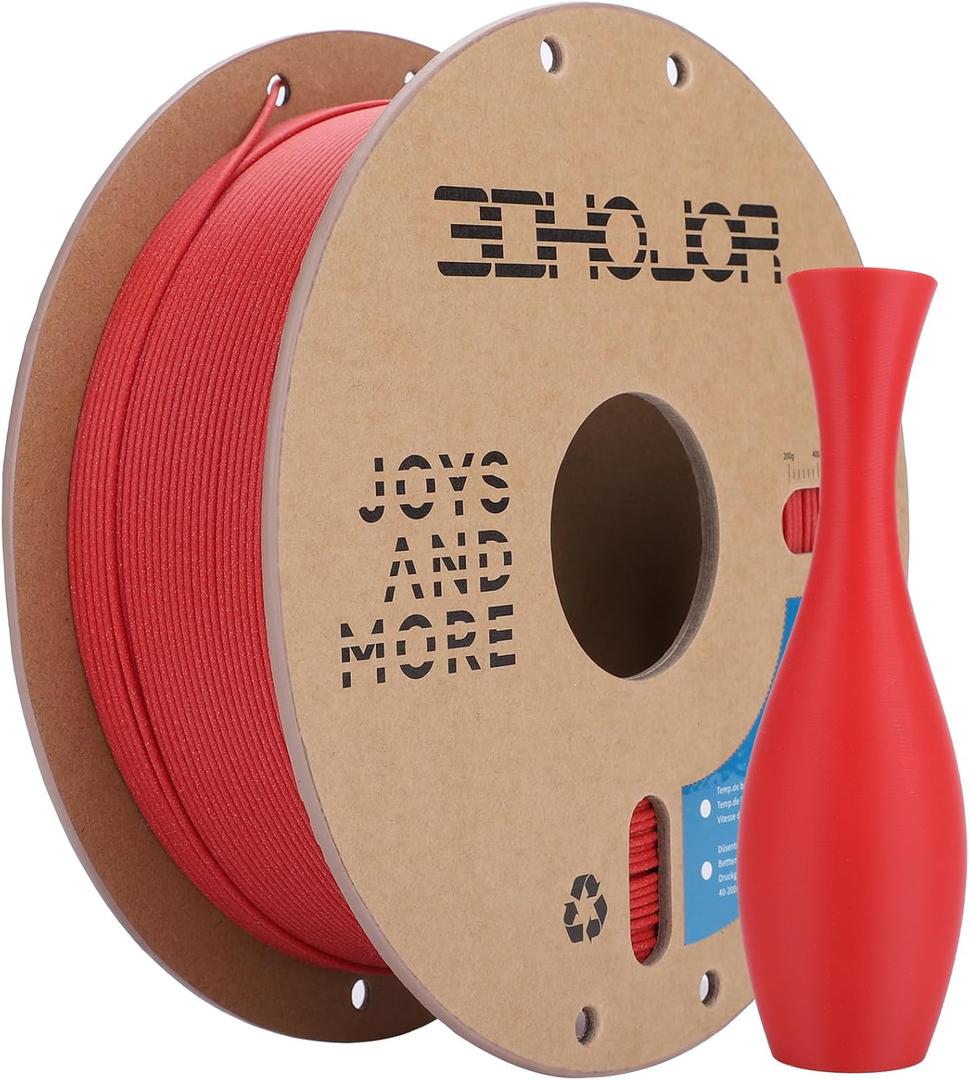 Matte PLA Filament 1.75mm, Upgrade 1kg Cardboard Spool PLA Filament 1.75 PLA 3D Printing Filament, Print with Most 3D Printers 3D Filament-Fire Engine red