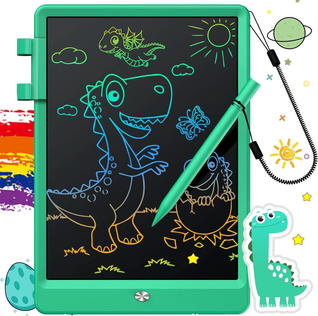 FLUESTON LCD Writing Tablet, Doodle Board Gifts for 3-8 Year Old Girls Boys, 10 Inch Colorful Electronic Board Drawing Pad for Kid, Christmas Gifts for Toddler, Easter Basket Stuffer for Kids (11"W x 7.5"H, Wonderful Green)