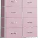 WLIVE Fabric Dresser for Bedroom, Tall Dresser with 8 Drawers, Storage Tower with Fabric Bins, Double Dresser, Chest of Drawers for Closet, Playroom, Dormitory, A-Pink