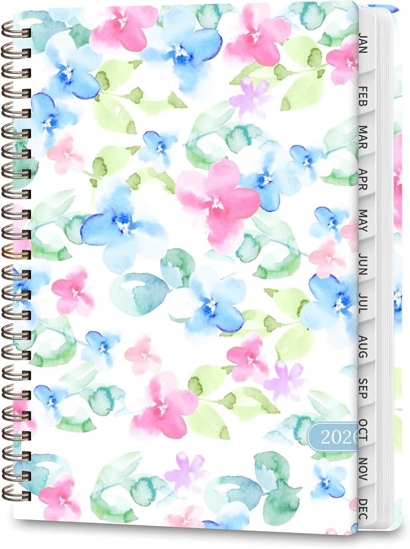 2 x 2026 Planner, Weekly and Monthly Calendar Academic Planner, Jan 2026 - Dec 2026, Planning Agenda Book for Desk Accessories and School Supplies - A5 (6.3'' x 8.5'') (E-Blush & Blue Blooms)