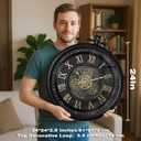 AYRELY 24IN Decorative Moving Gear Large Wall Clock, Oversized Industrial Steampunk Gears, Big Numerals Wall Clock for Modern Living Room Decor (Carbon Black)