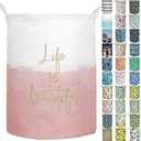 Merdes 19.7 Waterproof Foldable Laundry Hamper, Dirty Clothes Laundry Basket, Linen Bin Storage Organizer for Toy Collection (Life Pink)