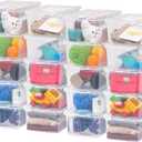 IRIS USA 20-Pack Storage Bins with Lids, 6 Quart, Shoe Boxes Clear Stackable Containers Organize Shoes Closet Shelves, Classroom Organization Teacher Tools, Game Storage - BPA-Free Plastic