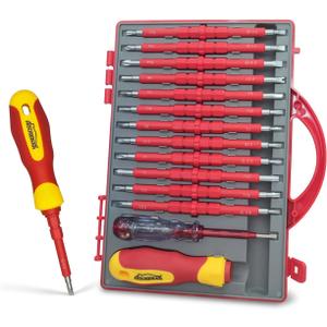Insulated Screwdriver, HOUSERAN 26 Pcs Screwdriver Set, Magnetic Tip Electrician Tools Kit with Case, 1000V, Screw Driver with Interchangeable Blades, Electrical Screwdriver for Men Household Repair