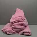 Buryeah 6 Pcs Flannel Throw Blanket Bulk 50 x 60 Inch Sleepover Blankets Wedding Throw Soft Lightweight with Striped Ribbed for Sofa Room Couch Donation Homeless Gifts (Pink)