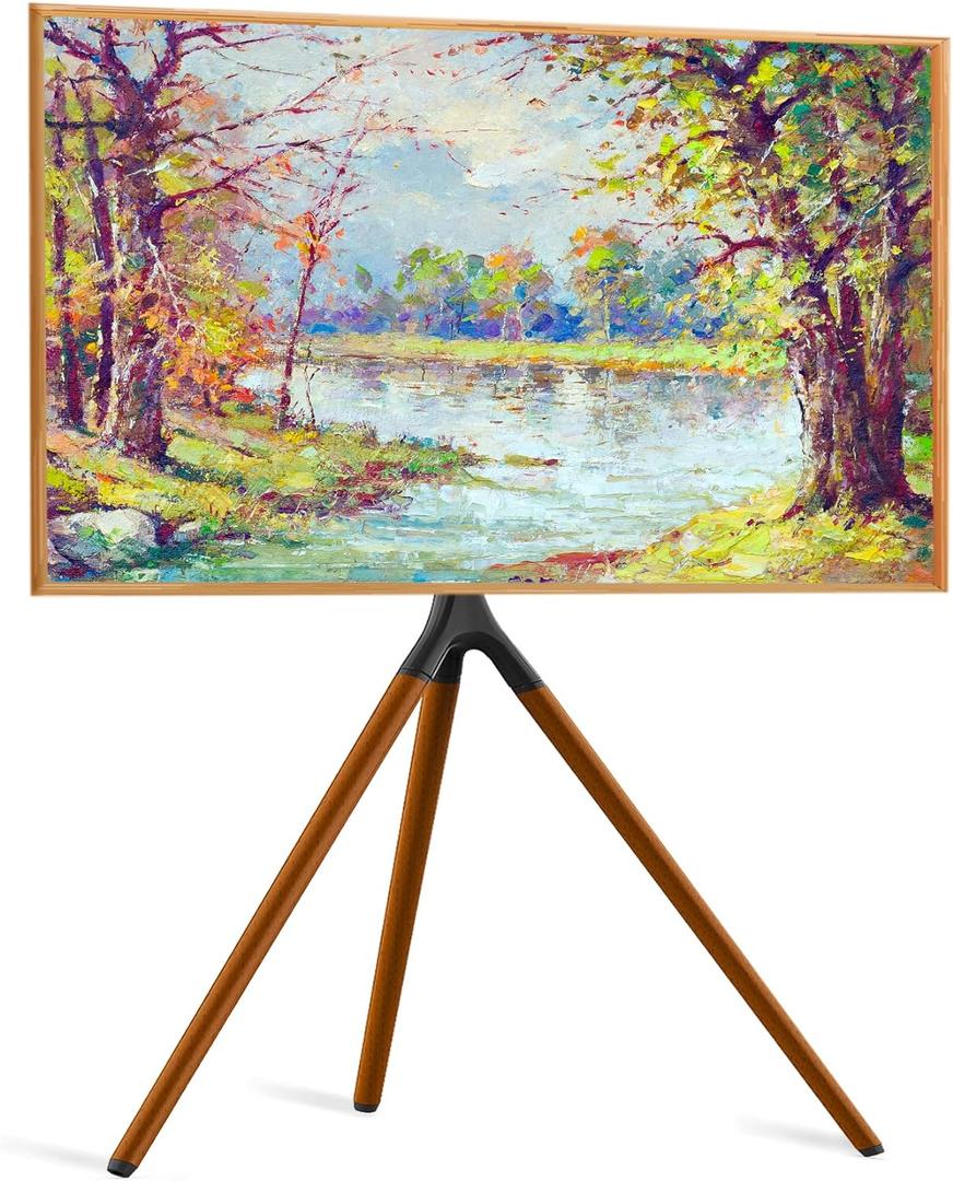 Easel TV Stand with Tripod Base for 45-65 inch Flat Screen up to 77lbs, Height Adjustable TV Stand Tripod for Living Room w/Cable Ties, 180Swivel, Black