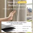 100% Blackout Curtains for Bedroom, Luxury Chenille Thermal Insulated Drapes for Living Room, Energy Saving Room Darkening 96 Inch Long Curtains, Grommet Top, 2 Panels, 52" W x 96" L, Khaki