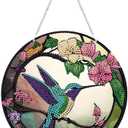 LYENYI DIY 5D Flowers Hummingbird Diamond Painting Kits Hanging Sign Wall Art Sign Bird Diamond Art Suncatcher Window Hanging Ornament Window Pendants Home Garden Wall Door