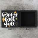 2 x Funny Autumn Leaves Wooden Box Sign Plaque Happy Fall Y'all Wood Box Sign Rustic Art Home Shelf Desk Decor 5 X 5 Inches