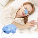 Smart Anti-Snoring Device, Smart Snore Stopper with Strong and Weak Modes for Snoring Reminder, Relief, Easy Use, AI Automatic Monitoring Portable Snore Solution for Home Office Travel (Blue)