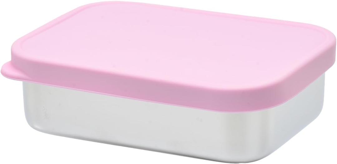 Stainless Steel Containers with Lids, Lunch Box Container with Leak Resistant Silicone Lid, Small Lunch Containers for Meal Prep,Picnic and Travel700ml (Pink)
