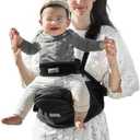 Baby Hip Carrier, GROWNSY Supportive Hip Carrier with Safety Belt for Baby Toddler Up to 50lbs, Large Capacity Pockets, Adjustable Waistband for Different People, Black