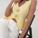 Verdusa Women's Old Money Tops Sweater Vest V Neck Metal Knit Trendy Going Out Tops (L)